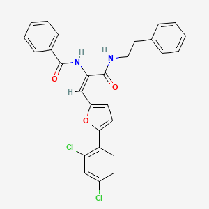 N-{(1E)-1-[5-(2,4-dichlorophenyl)furan-2-yl]-3-oxo-3-[(2-phenylethyl)amino]prop-1-en-2-yl}benzamide