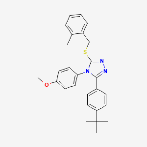 molecular formula C27H29N3OS B11977707 3-(4-tert-butylphenyl)-4-(4-methoxyphenyl)-5-[(2-methylbenzyl)sulfanyl]-4H-1,2,4-triazole 