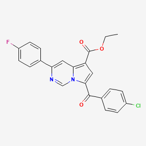 molecular formula C23H16ClFN2O3 B11977756 Ethyl 7-(4-chlorobenzoyl)-3-(4-fluorophenyl)pyrrolo[1,2-c]pyrimidine-5-carboxylate CAS No. 302912-55-6