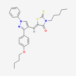 molecular formula C28H31N3O2S2 B11977776 (5Z)-5-{[3-(4-Butoxyphenyl)-1-phenyl-1H-pyrazol-4-YL]methylene}-3-pentyl-2-thioxo-1,3-thiazolidin-4-one 