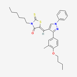 (5Z)-5-{[3-(4-Butoxy-3-methylphenyl)-1-phenyl-1H-pyrazol-4-YL]methylene}-3-hexyl-2-thioxo-1,3-thiazolidin-4-one