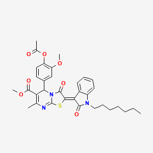 methyl (2Z)-5-[4-(acetyloxy)-3-methoxyphenyl]-2-(1-heptyl-2-oxo-1,2-dihydro-3H-indol-3-ylidene)-7-methyl-3-oxo-2,3-dihydro-5H-[1,3]thiazolo[3,2-a]pyrimidine-6-carboxylate