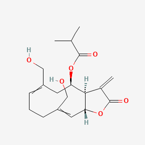 molecular formula C19H26O6 B1197783 [(3aR,4R,11aR)-6,10-bis(hydroxymethyl)-3-methylidene-2-oxo-3a,4,5,8,9,11a-hexahydrocyclodeca[b]furan-4-yl] 2-methylpropanoate 