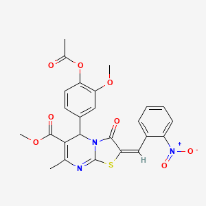 methyl (2E)-5-[4-(acetyloxy)-3-methoxyphenyl]-7-methyl-2-(2-nitrobenzylidene)-3-oxo-2,3-dihydro-5H-[1,3]thiazolo[3,2-a]pyrimidine-6-carboxylate