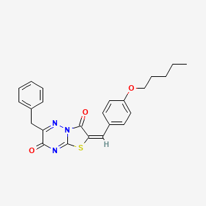 molecular formula C24H23N3O3S B11977866 (2E)-6-benzyl-2-[4-(pentyloxy)benzylidene]-7H-[1,3]thiazolo[3,2-b][1,2,4]triazine-3,7(2H)-dione 