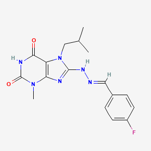 molecular formula C17H19FN6O2 B11977920 4-fluorobenzaldehyde (7-isobutyl-3-methyl-2,6-dioxo-2,3,6,7-tetrahydro-1H-purin-8-yl)hydrazone 