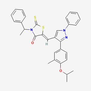 molecular formula C31H29N3O2S2 B11977922 (5Z)-5-{[3-(4-isopropoxy-3-methylphenyl)-1-phenyl-1H-pyrazol-4-yl]methylene}-3-(1-phenylethyl)-2-thioxo-1,3-thiazolidin-4-one 