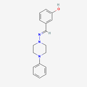 molecular formula C17H19N3O B11977937 3-{(E)-[(4-phenyl-1-piperazinyl)imino]methyl}phenol 