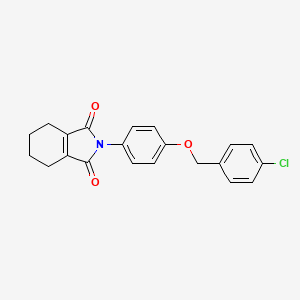 molecular formula C21H18ClNO3 B1197799 1H-Isoindole-1,3(2H)-dione, 2-(4-((4-chlorophenyl)methoxy)phenyl)-4,5,6,7-tetrahydro- CAS No. 39986-11-3