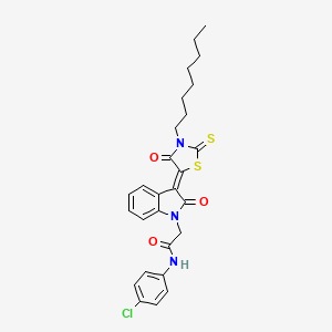 N-(4-chlorophenyl)-2-[(3Z)-3-(3-octyl-4-oxo-2-thioxo-1,3-thiazolidin-5-ylidene)-2-oxo-2,3-dihydro-1H-indol-1-yl]acetamide