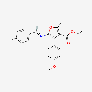 molecular formula C23H23NO4 B11978055 Ethyl 4-(4-methoxyphenyl)-2-methyl-5-((4-methylbenzylidene)amino)furan-3-carboxylate CAS No. 108262-54-0