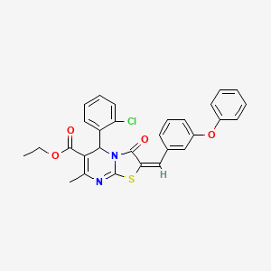 ethyl (2E)-5-(2-chlorophenyl)-7-methyl-3-oxo-2-(3-phenoxybenzylidene)-2,3-dihydro-5H-[1,3]thiazolo[3,2-a]pyrimidine-6-carboxylate