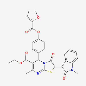 ethyl (2Z)-5-{4-[(furan-2-ylcarbonyl)oxy]phenyl}-7-methyl-2-(1-methyl-2-oxo-1,2-dihydro-3H-indol-3-ylidene)-3-oxo-2,3-dihydro-5H-[1,3]thiazolo[3,2-a]pyrimidine-6-carboxylate