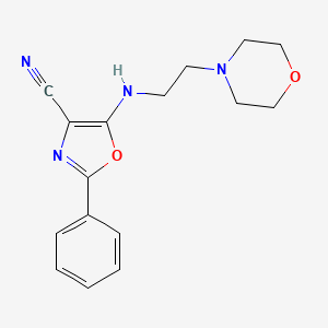 molecular formula C16H18N4O2 B11978128 5-{[2-(Morpholin-4-yl)ethyl]amino}-2-phenyl-1,3-oxazole-4-carbonitrile 