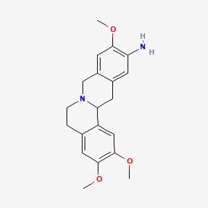 molecular formula C20H24N2O3 B1197822 11-Amino-5,6,13,13a-tetrahydro-2,3,10-trimethoxy-8H-dibenzo(a,g)quinolizine CAS No. 50506-25-7
