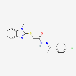 molecular formula C18H17ClN4OS B11978302 N'-[(1E)-1-(4-chlorophenyl)ethylidene]-2-[(1-methyl-1H-benzimidazol-2-yl)sulfanyl]acetohydrazide 