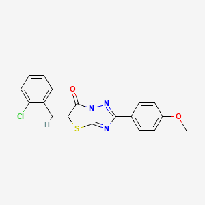 molecular formula C18H12ClN3O2S B11978499 (5E)-5-(2-chlorobenzylidene)-2-(4-methoxyphenyl)[1,3]thiazolo[3,2-b][1,2,4]triazol-6(5H)-one 