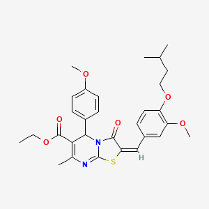 Ethyl (2E)-2-[4-(isopentyloxy)-3-methoxybenzylidene]-5-(4-methoxyphenyl)-7-methyl-3-oxo-2,3-dihydro-5H-[1,3]thiazolo[3,2-A]pyrimidine-6-carboxylate