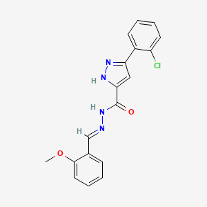 molecular formula C18H15ClN4O2 B11978637 3-(2-chlorophenyl)-N'-[(E)-(2-methoxyphenyl)methylidene]-1H-pyrazole-5-carbohydrazide 