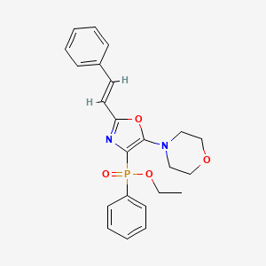 molecular formula C23H25N2O4P B11978641 ethyl {5-(morpholin-4-yl)-2-[(E)-2-phenylethenyl]-1,3-oxazol-4-yl}phenylphosphinate 