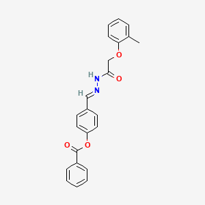 molecular formula C23H20N2O4 B11978645 4-[(E)-{2-[(2-methylphenoxy)acetyl]hydrazinylidene}methyl]phenyl benzoate CAS No. 303085-89-4