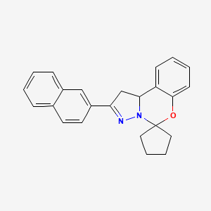 molecular formula C24H22N2O B11978693 2-(Naphthalen-2-yl)-1,10b-dihydrospiro[benzo[e]pyrazolo[1,5-c][1,3]oxazine-5,1'-cyclopentane] CAS No. 303060-52-8