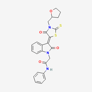 2-{(3Z)-2-oxo-3-[4-oxo-3-(tetrahydro-2-furanylmethyl)-2-thioxo-1,3-thiazolidin-5-ylidene]-2,3-dihydro-1H-indol-1-yl}-N-phenylacetamide