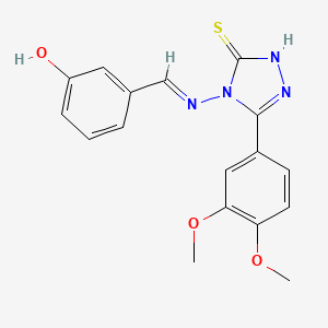 3-((E)-{[3-(3,4-dimethoxyphenyl)-5-mercapto-4H-1,2,4-triazol-4-yl]imino}methyl)phenol