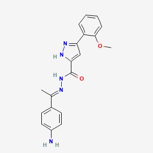 molecular formula C19H19N5O2 B11978797 N'-[(1E)-1-(4-aminophenyl)ethylidene]-3-(2-methoxyphenyl)-1H-pyrazole-5-carbohydrazide 