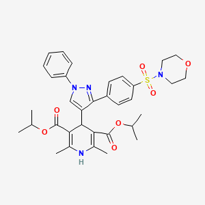 molecular formula C34H40N4O7S B11978829 diisopropyl 2,6-dimethyl-4-{3-[4-(4-morpholinylsulfonyl)phenyl]-1-phenyl-1H-pyrazol-4-yl}-1,4-dihydro-3,5-pyridinedicarboxylate 