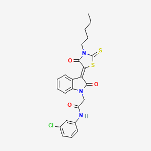 N-(3-chlorophenyl)-2-[(3Z)-2-oxo-3-(4-oxo-3-pentyl-2-thioxo-1,3-thiazolidin-5-ylidene)-2,3-dihydro-1H-indol-1-yl]acetamide