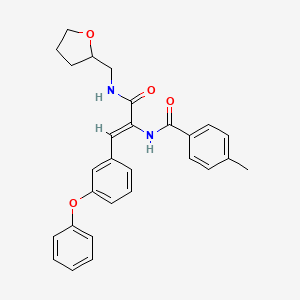 molecular formula C28H28N2O4 B11978951 4-methyl-N-((Z)-2-(3-phenoxyphenyl)-1-{[(tetrahydro-2-furanylmethyl)amino]carbonyl}ethenyl)benzamide 