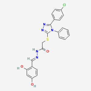 molecular formula C23H18ClN5O3S B11978991 2-{[5-(4-chlorophenyl)-4-phenyl-4H-1,2,4-triazol-3-yl]sulfanyl}-N'-[(E)-(2,4-dihydroxyphenyl)methylidene]acetohydrazide 