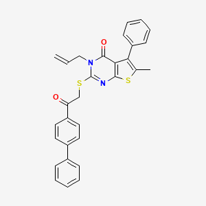 2-{[2-(biphenyl-4-yl)-2-oxoethyl]sulfanyl}-6-methyl-5-phenyl-3-(prop-2-en-1-yl)thieno[2,3-d]pyrimidin-4(3H)-one