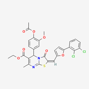 ethyl (2E)-5-[4-(acetyloxy)-3-methoxyphenyl]-2-{[5-(2,3-dichlorophenyl)furan-2-yl]methylidene}-7-methyl-3-oxo-2,3-dihydro-5H-[1,3]thiazolo[3,2-a]pyrimidine-6-carboxylate