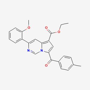 molecular formula C25H22N2O4 B11979159 Ethyl 3-(2-methoxyphenyl)-7-(4-methylbenzoyl)pyrrolo[1,2-c]pyrimidine-5-carboxylate CAS No. 302912-81-8