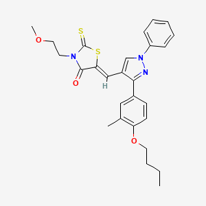 (5Z)-5-{[3-(4-butoxy-3-methylphenyl)-1-phenyl-1H-pyrazol-4-yl]methylene}-3-(2-methoxyethyl)-2-thioxo-1,3-thiazolidin-4-one