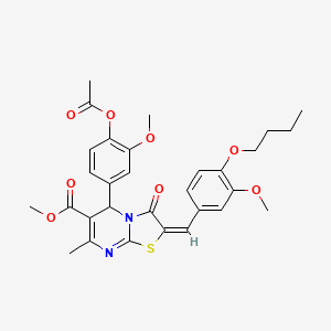 methyl (2E)-5-[4-(acetyloxy)-3-methoxyphenyl]-2-(4-butoxy-3-methoxybenzylidene)-7-methyl-3-oxo-2,3-dihydro-5H-[1,3]thiazolo[3,2-a]pyrimidine-6-carboxylate