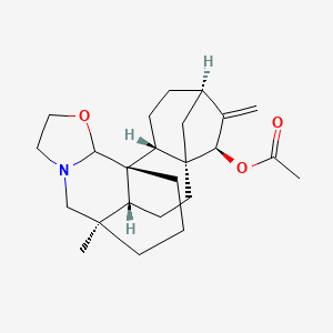 molecular formula C24H35NO3 B1197924 [(1S,2R,5R,7R,8R,11R,12R)-12-methyl-6-methylidene-17-oxa-14-azahexacyclo[10.6.3.15,8.01,11.02,8.014,18]docosan-7-yl] acetate 