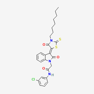 molecular formula C27H28ClN3O3S2 B11979329 N-(3-chlorophenyl)-2-[(3Z)-3-(3-octyl-4-oxo-2-thioxo-1,3-thiazolidin-5-ylidene)-2-oxo-2,3-dihydro-1H-indol-1-yl]acetamide 