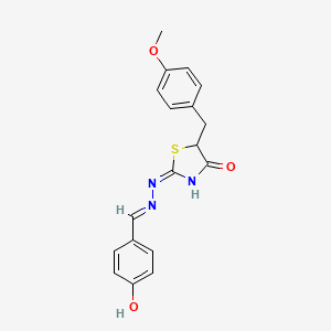 molecular formula C18H17N3O3S B11979364 (2E)-2-[(2E)-(4-hydroxybenzylidene)hydrazinylidene]-5-(4-methoxybenzyl)-2,5-dihydro-1,3-thiazol-4-ol 