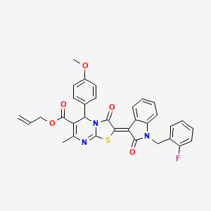 Allyl (2Z)-2-[1-(2-fluorobenzyl)-2-oxo-1,2-dihydro-3H-indol-3-ylidene]-5-(4-methoxyphenyl)-7-methyl-3-oxo-2,3-dihydro-5H-[1,3]thiazolo[3,2-A]pyrimidine-6-carboxylate