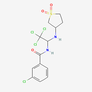 molecular formula C13H14Cl4N2O3S B11979479 3-chloro-N-{2,2,2-trichloro-1-[(1,1-dioxidotetrahydro-3-thienyl)amino]ethyl}benzamide 