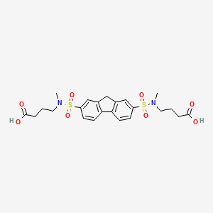 molecular formula C23H28N2O8S2 B11979757 4-[[(7-{[(3-Carboxypropyl)(methyl)amino]sulfonyl}-9H-fluoren-2-YL)sulfonyl](methyl)amino]butanoic acid CAS No. 303059-39-4