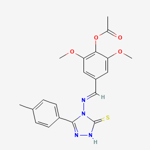 4-((E)-{[3-mercapto-5-(4-methylphenyl)-4H-1,2,4-triazol-4-yl]imino}methyl)-2,6-dimethoxyphenyl acetate