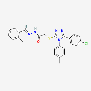 2-{[5-(4-chlorophenyl)-4-(4-methylphenyl)-4H-1,2,4-triazol-3-yl]sulfanyl}-N'-[(E)-(2-methylphenyl)methylidene]acetohydrazide