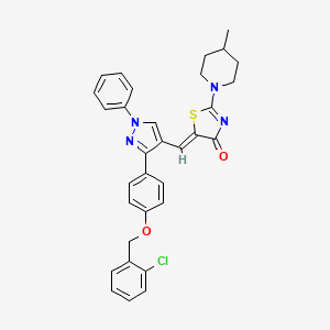 (5Z)-5-[(3-{4-[(2-chlorobenzyl)oxy]phenyl}-1-phenyl-1H-pyrazol-4-yl)methylidene]-2-(4-methylpiperidin-1-yl)-1,3-thiazol-4(5H)-one