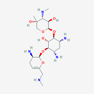 molecular formula C20H39N5O7 B1197984 (2R,3R,4R,5R)-2-[(1S,2S,3R,4S,6R)-4,6-diamino-3-[[(2S,3R)-3-amino-6-(methylaminomethyl)-3,4-dihydro-2H-pyran-2-yl]oxy]-2-hydroxy-cyclohexoxy]-5-methyl-4-(methylamino)tetrahydropyran-3,5-diol 