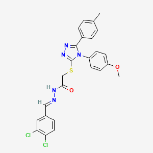 molecular formula C25H21Cl2N5O2S B11979849 N'-[(E)-(3,4-dichlorophenyl)methylidene]-2-{[4-(4-methoxyphenyl)-5-(4-methylphenyl)-4H-1,2,4-triazol-3-yl]sulfanyl}acetohydrazide 