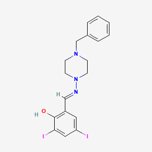 2-(((4-Benzyl-1-piperazinyl)imino)methyl)-4,6-diiodophenol